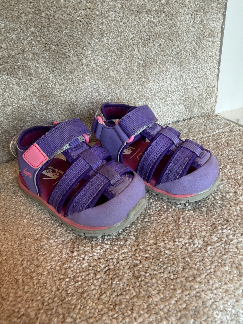 See Kai Run Purple Toddlers' Closed-Toe Sandals with Pink Accents